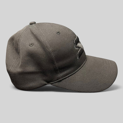 Raree Finds black Starter strapback hat with tonal embroidered logo and structured polyester athletic design