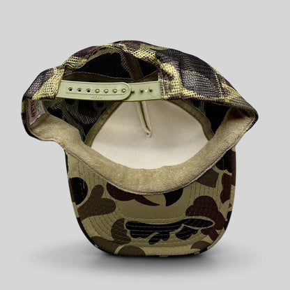 Raree Finds 2015 KSPN Blitzenbanger trucker hat interior showing OTTO snapback closure and duck camo mesh