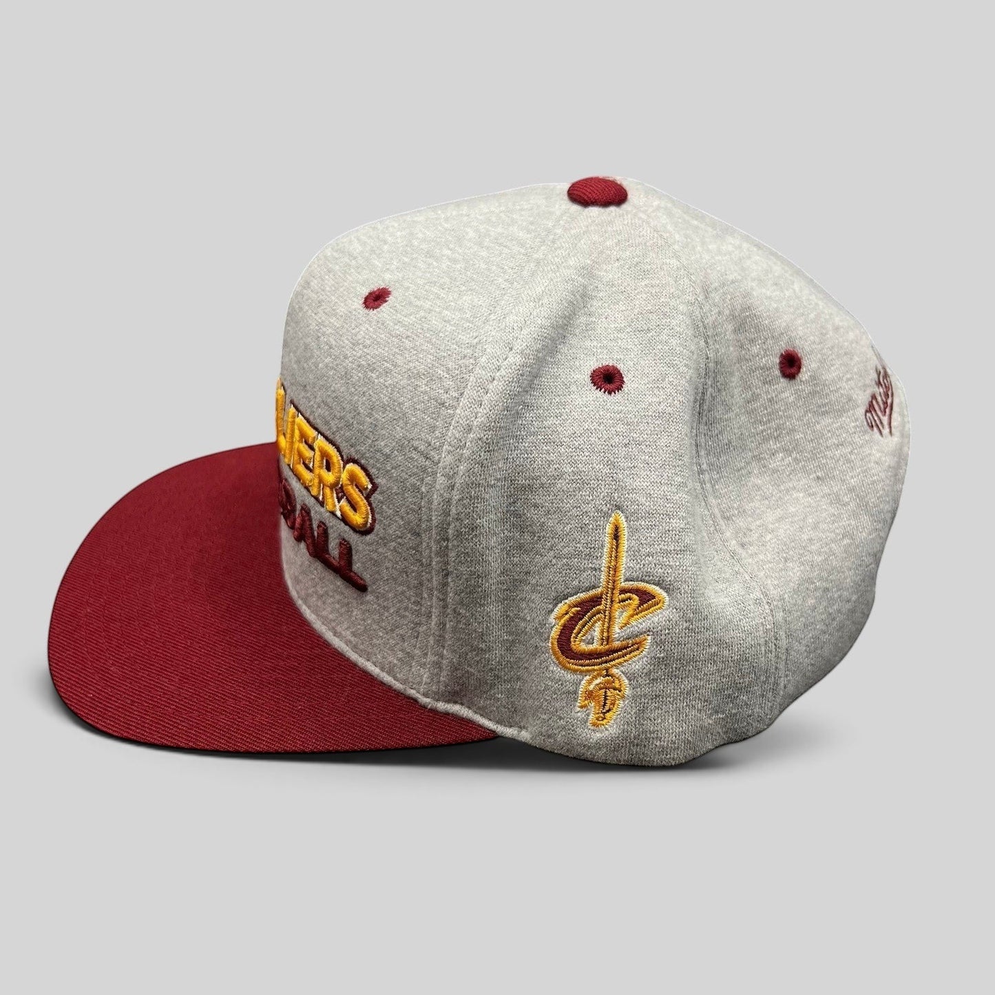 Raree Finds Mitchell & Ness Cleveland Cavaliers heather gray wool snapback hat with wine red brim and side embroidery