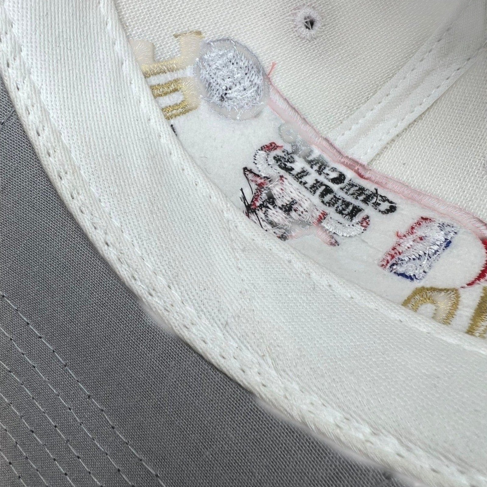Raree Finds vintage 1996 Chicago Bulls NBA Champions snapback hat interior showing embroidery and stitching details