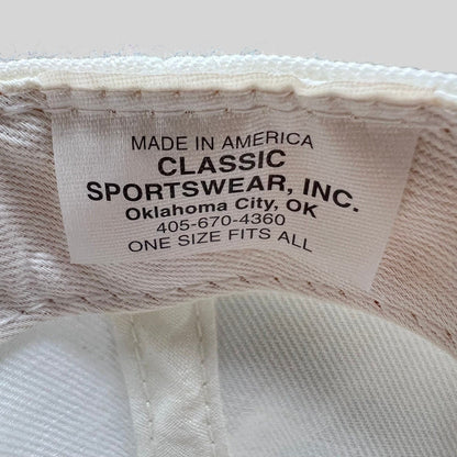 Raree Finds vintage Classic Sportswear snapback interior label showing Made in America and Oklahoma City details