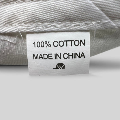 Raree Finds white cotton hat interior care label showing 100 percent cotton and made in China text