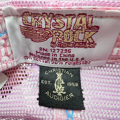 Raree Finds Crystal Rock by Christian Audigier trucker hat inner brand and care labels with pink mesh detail