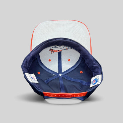 Raree Finds vintage Denver Broncos Logo Athletic snapback hat interior showing NFL tag and embroidered team logo