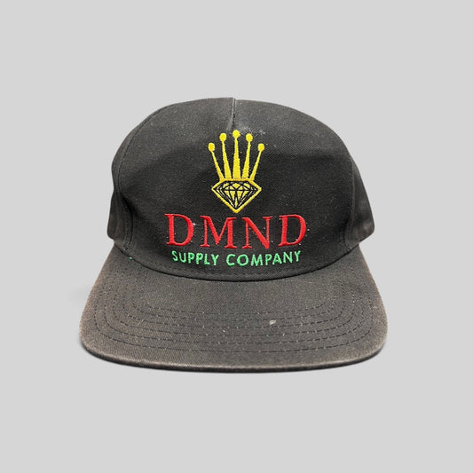 Raree Finds vintage Diamond Supply Co. black snapback hat with red, yellow, and green crown and diamond embroidery.