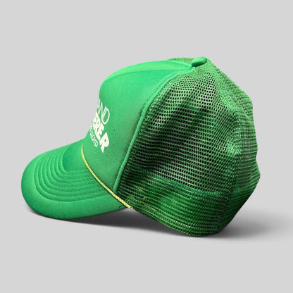 Raree Finds vintage green Otto Cap trucker hat with Dumb and Dumberer movie promo print and rope brim detail