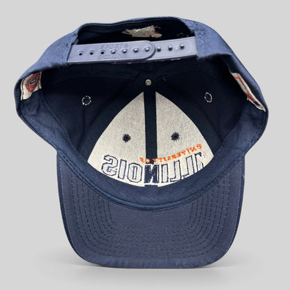 Raree Finds vintage Sports Specialties University of Illinois navy cotton snapback hat interior view