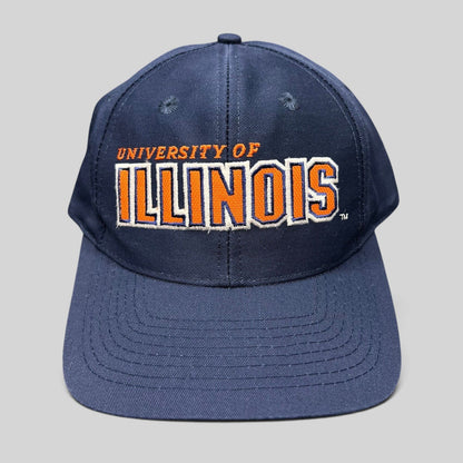 Raree Finds vintage 1990s University of Illinois navy cotton snapback hat with orange and white embroidered lettering