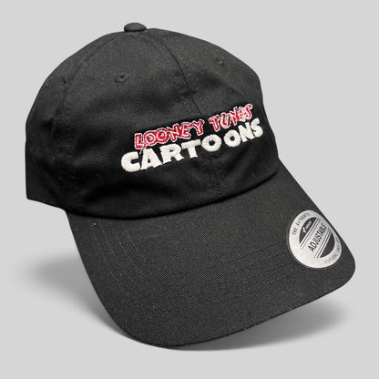 Raree Finds black cotton Looney Tunes Cartoons crew strapback hat with red and white embroidered logo