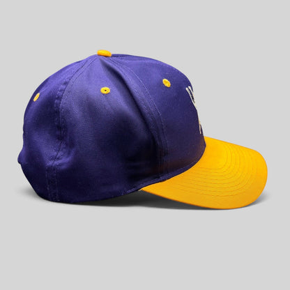 Raree Finds vintage Minnesota Vikings Logo Athletic snapback hat with a purple cotton crown and gold brim