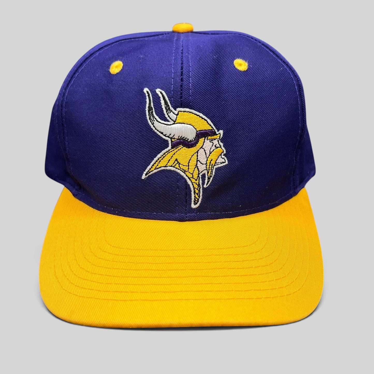 Raree Finds vintage Logo Athletic Minnesota Vikings snapback hat with purple crown and gold brim