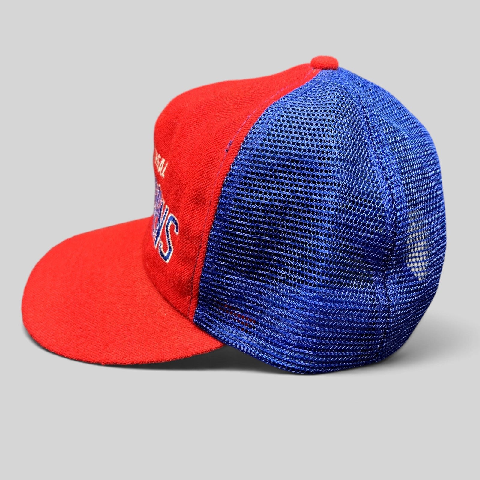 Raree Finds vintage Montreal Canadiens NHL mesh trucker snapback hat in red and blue with embroidered front script