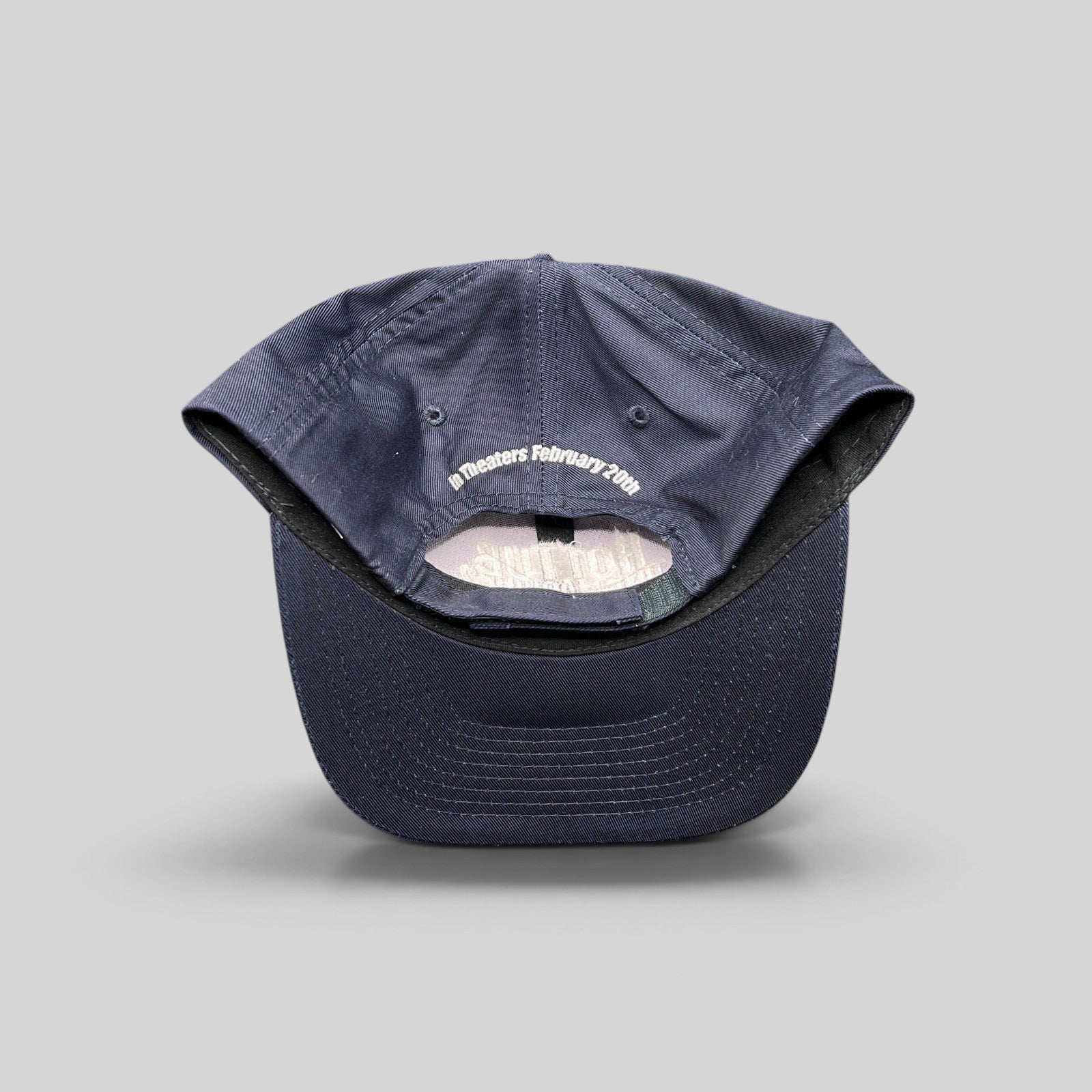 Raree Finds navy cotton-poly promotional cap for Hot Tub Time Machine 2 with In Theaters February 20th text under brim
