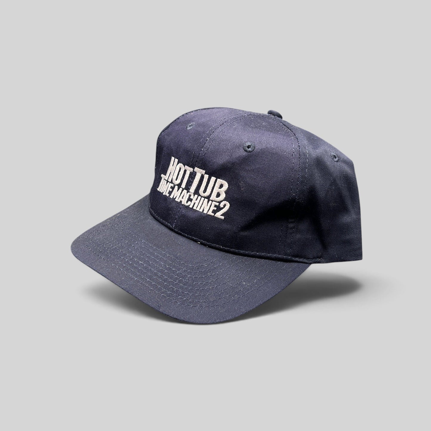 Raree Finds navy cotton-poly baseball cap with white Hot Tub Time Machine 2 movie title embroidery