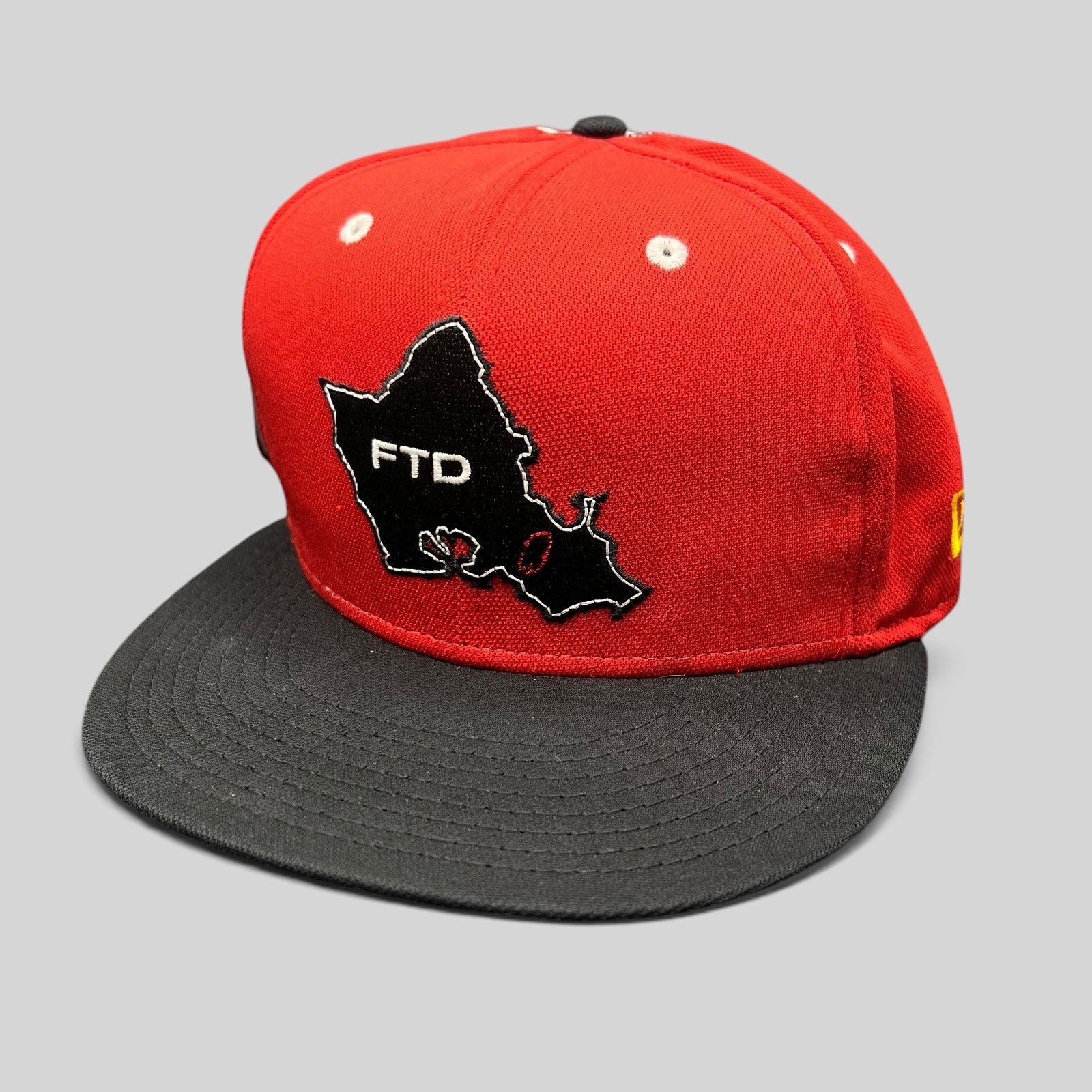 Raree Finds New Era Hawaii King of Tantalus snapback hat in red and black with FTD map embroidery on the front