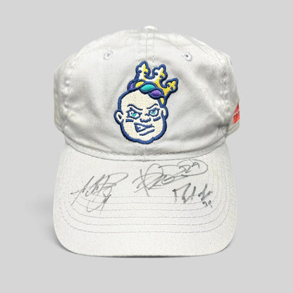 Raree Finds New Orleans Baby Cakes cream cotton strapback hat with signed brim and embroidered team logo
