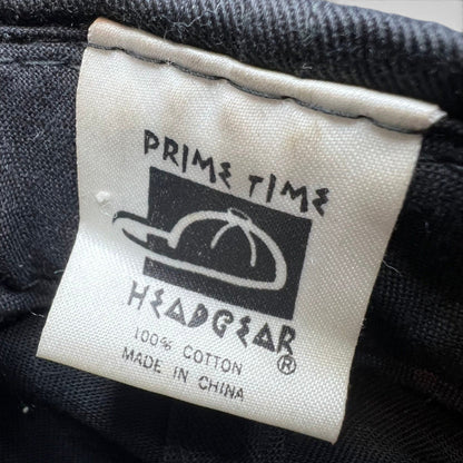 Raree Finds vintage Prime Time Headgear cotton hat label showing 100 percent cotton and made in China details