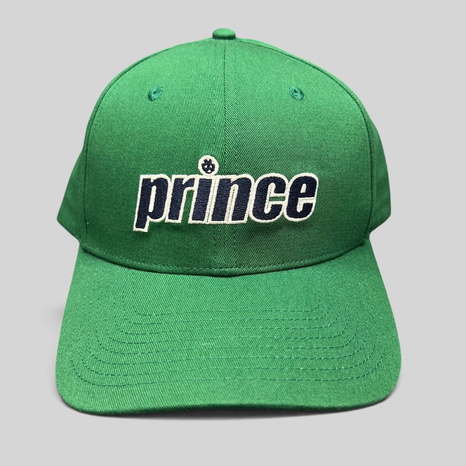 Raree Finds Prince Pickleball green strapback hat with bold embroidered script logo on the front crown