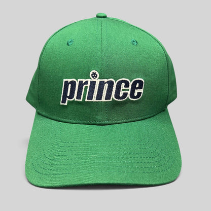 Raree Finds Prince Pickleball green strapback hat with bold embroidered script logo on the front crown