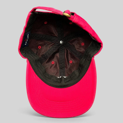 Raree Finds red cotton strapback hat with interior NOAH brand label and unstructured design