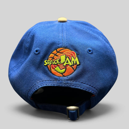 Raree Finds Space Jam Tune Squad strapback hat in royal blue cotton with embroidered logo and adjustable metal buckle