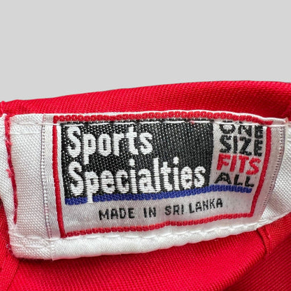 Raree Finds vintage Sports Specialties snapback hat interior label showing brand logo and made in Sri Lanka text