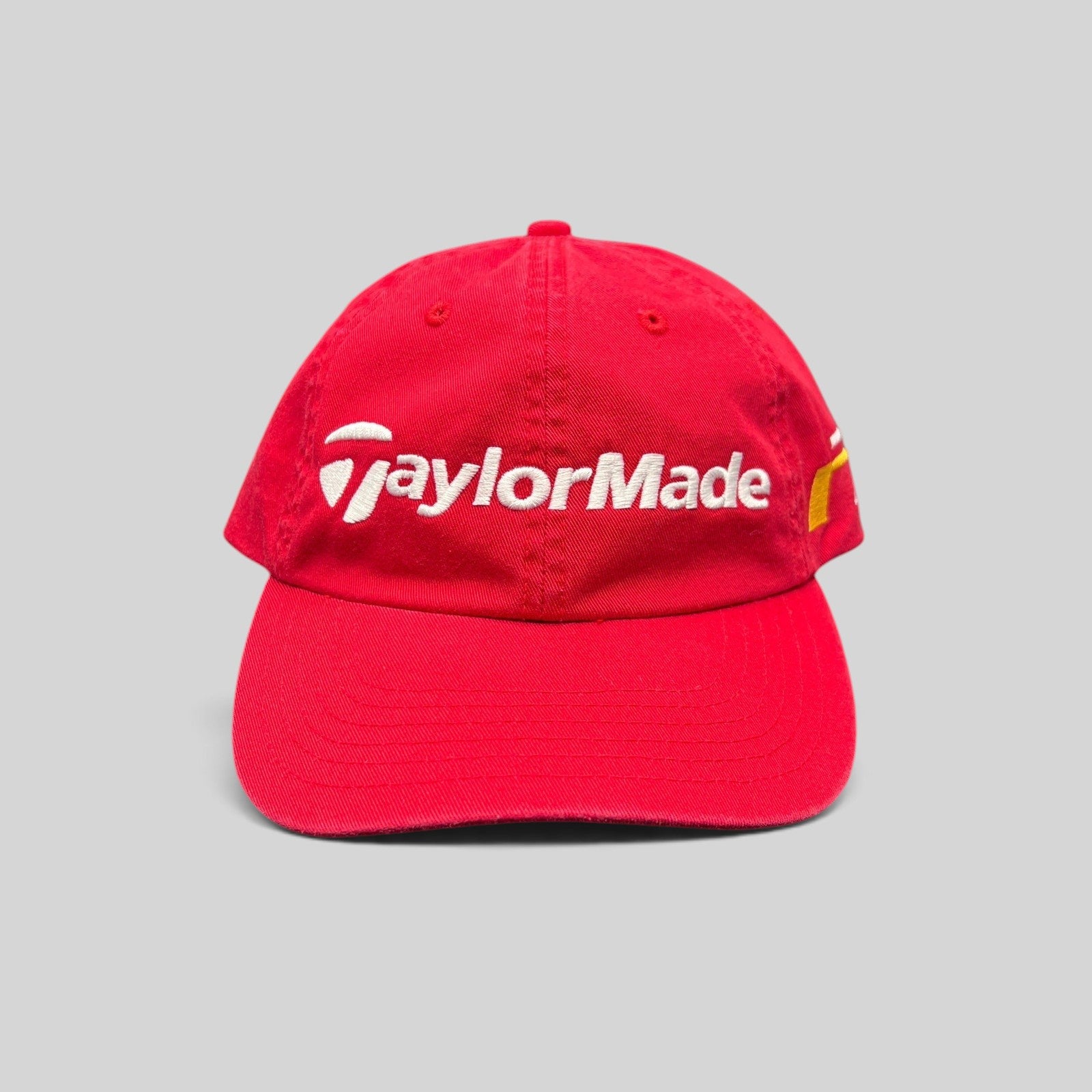 Raree Finds TaylorMade red cotton golf hat with white logo embroidery and a curved brim