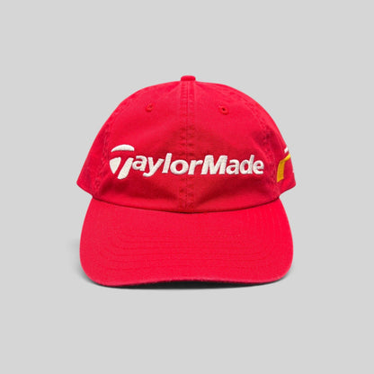 Raree Finds TaylorMade red cotton golf hat with white logo embroidery and a curved brim