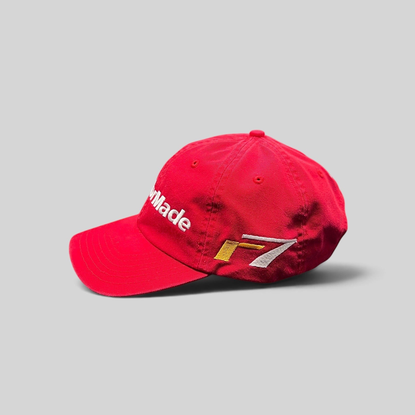 Raree Finds TaylorMade red cotton golf cap with white logo embroidery and side F7 detail on a curved brim