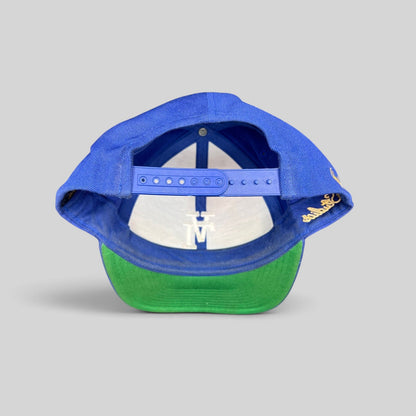Raree Finds Uniform Studios Los Angeles royal blue snapback hat with green undervisor and adjustable plastic strap