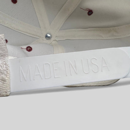 Raree Finds vintage 1995 USC Cotton Bowl snapback hat showing the white plastic Made in USA adjustable strap detail