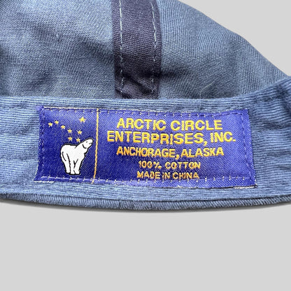 Raree Finds vintage Arctic Circle Enterprises hat interior label featuring a polar bear logo and cotton fabric info