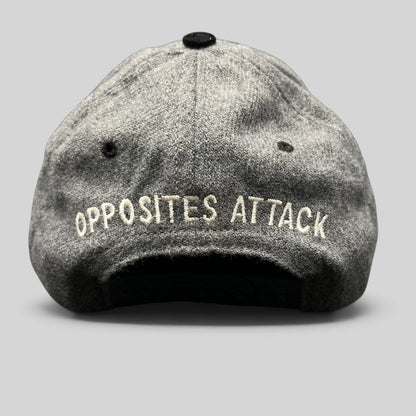 Raree Finds vintage 1997 De La Hoya vs Camacho boxing snapback hat with Opposites Attack embroidery on grey wool crown.
