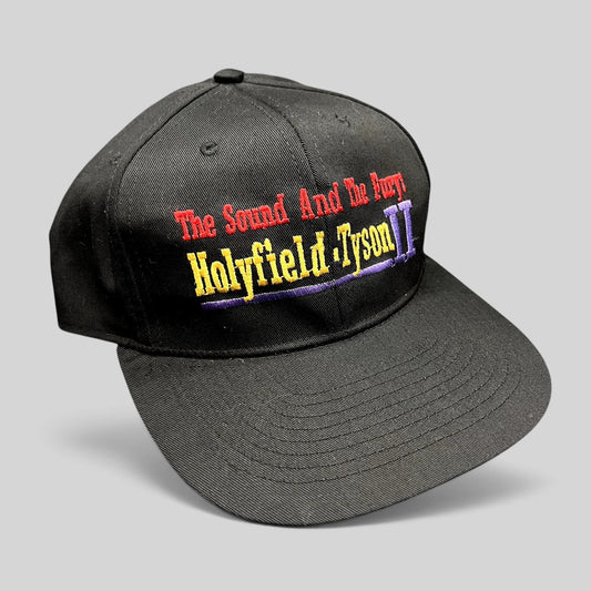 Raree Finds vintage 1997 Holyfield vs Tyson II boxing snapback hat with embroidered The Sound And The Fury logo