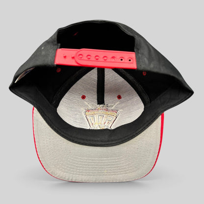Raree Finds vintage 1997 Indianapolis 500 snapback hat with red plastic closure and grey undervisor