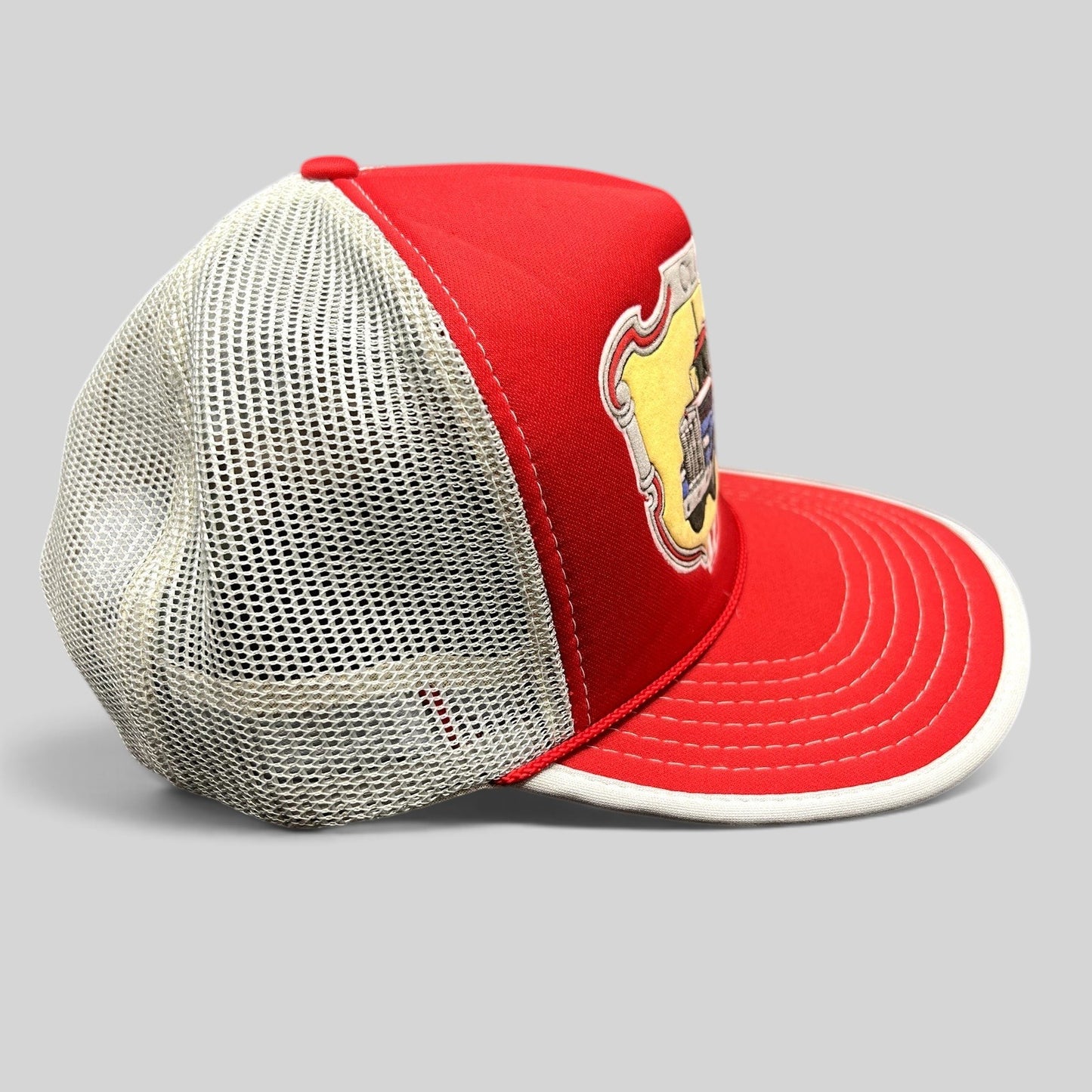 Raree Finds vintage 90s Kenworth Trucks trucker hat with red foam front, white mesh back, and 1982 graphic snapback.