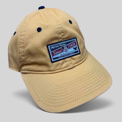 Raree Finds vintage Walt Disney World golden yellow cotton strapback hat with Mickey Mouse Since 1928 embroidered patch