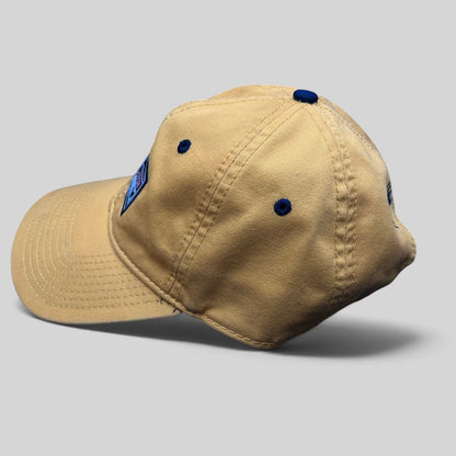 Raree Finds vintage Walt Disney World golden yellow cotton strapback hat with Mickey Mouse patch and blue accents