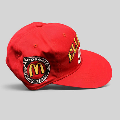 Raree Finds vintage 1995 Bill Elliott McDonald’s NASCAR racing snapback hat in red with embroidered side logo