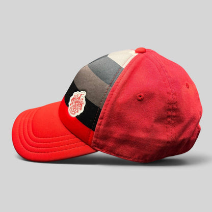Raree Finds vintage Pukka Headwear Trump National Golf Club strapback hat in red with black and gray striped front