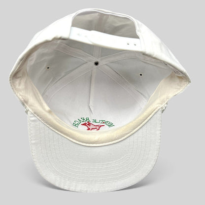 Raree Finds vintage Myrtle Beach Polo Club white snapback hat interior view showing sweatband and embroidery