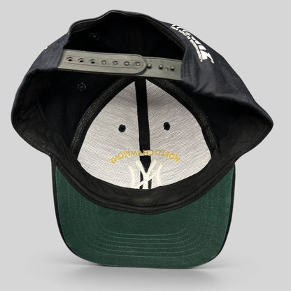 Raree Finds vintage New York Yankees 3-peat World Champions snapback hat with black crown and green underbrim