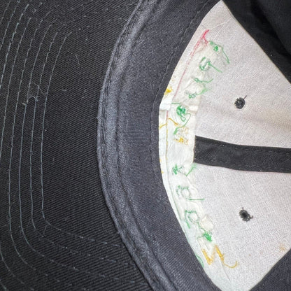 Raree Finds vintage 1995 Ziggy Marley snapback hat interior showing Free Like We Want 2 B lyric embroidery